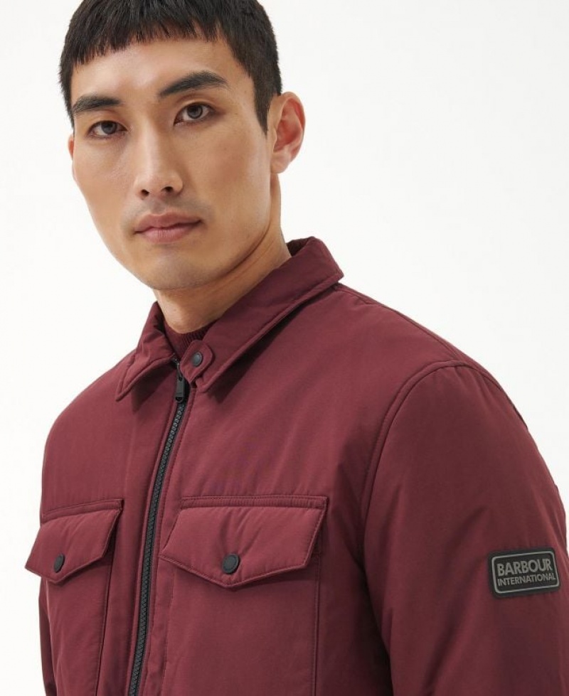 Dark Red Men Barbour International District Quilted Jacket | US-5192CRFNV