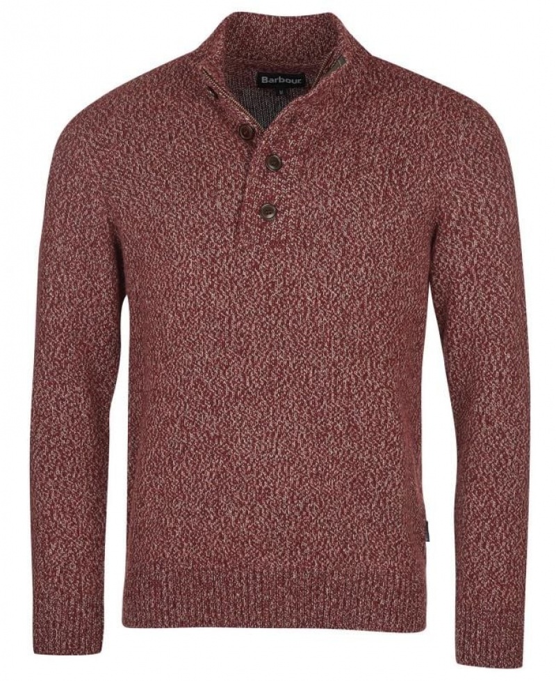 Dark Red Men Barbour Sid Half Zip Sweater | US-1086ZTLQH