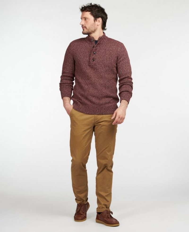 Dark Red Men Barbour Sid Half Zip Sweater | US-1086ZTLQH