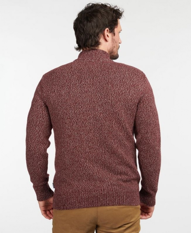 Dark Red Men Barbour Sid Half Zip Sweater | US-1086ZTLQH