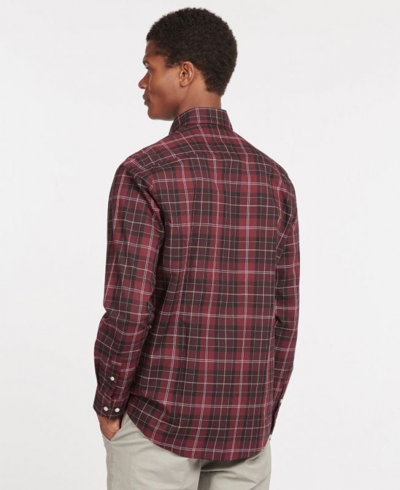 Dark Red Men Barbour Wetheram Tailored Shirts | US-5649EXOYB