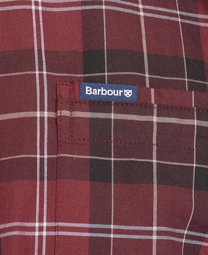 Dark Red Men Barbour Wetheram Tailored Shirts | US-5649EXOYB