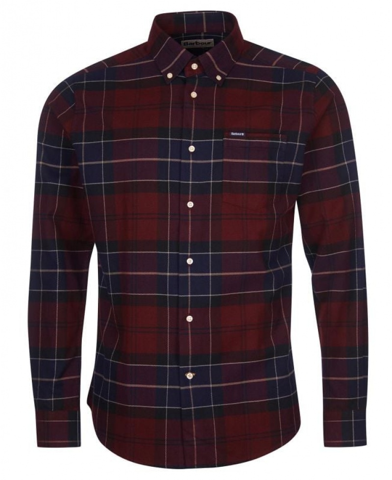 Dark Red / Navy Men Barbour Lutsleigh Shirts | US-8325SFXZC