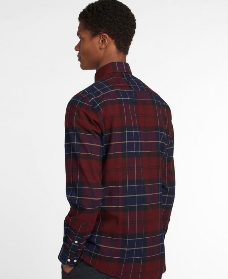 Dark Red / Navy Men Barbour Lutsleigh Shirts | US-8325SFXZC