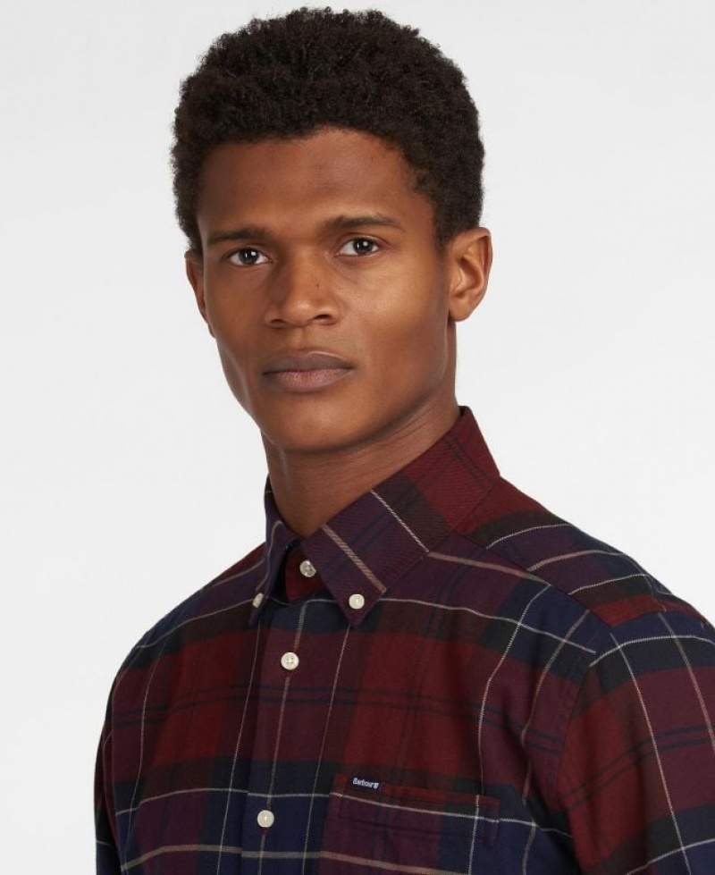 Dark Red / Navy Men Barbour Lutsleigh Shirts | US-8325SFXZC