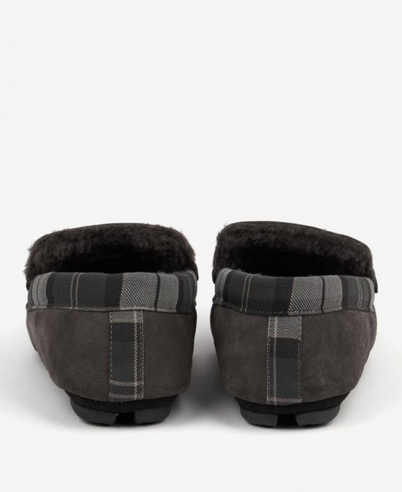 Dark Taupe Men Barbour Monty Slippers | US-2084CXPYS