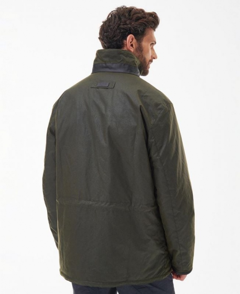 Green Men Barbour Brockstone Waxed Jacket | US-9071MGCUT