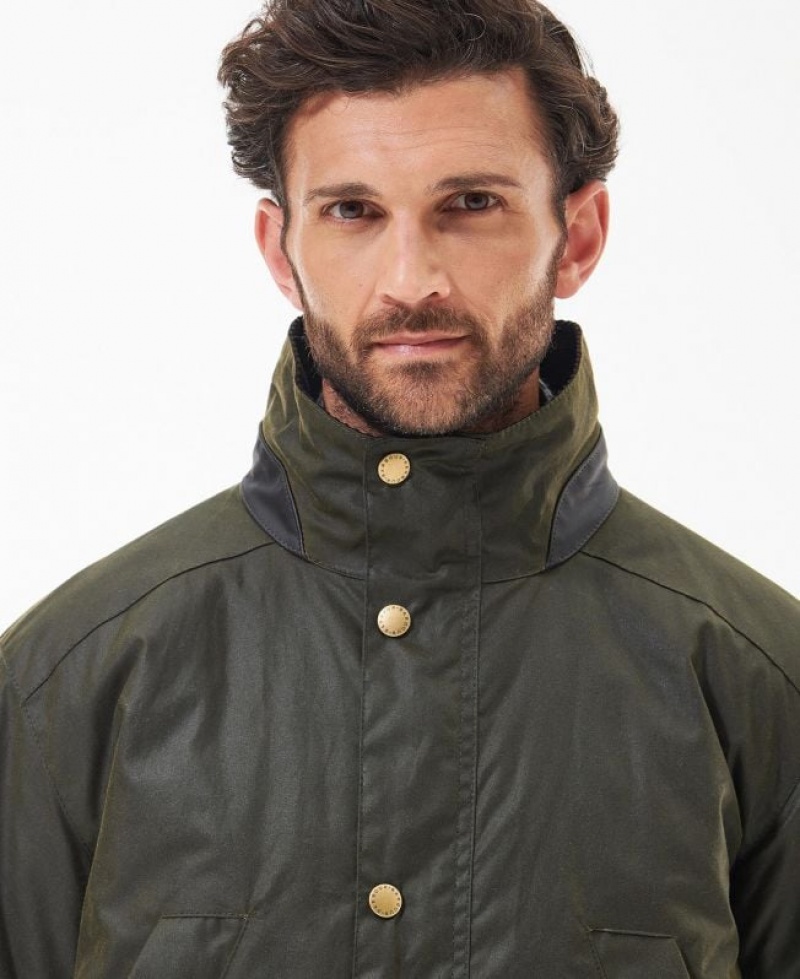 Green Men Barbour Brockstone Waxed Jacket | US-9071MGCUT