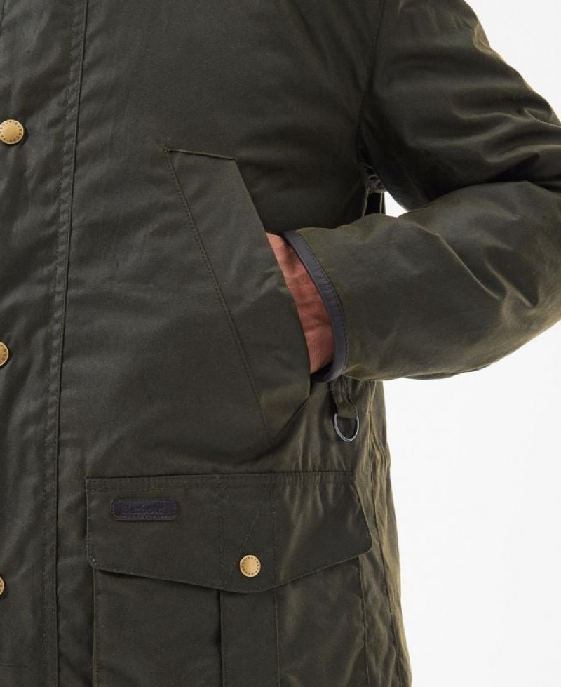 Green Men Barbour Brockstone Waxed Jacket | US-9071MGCUT