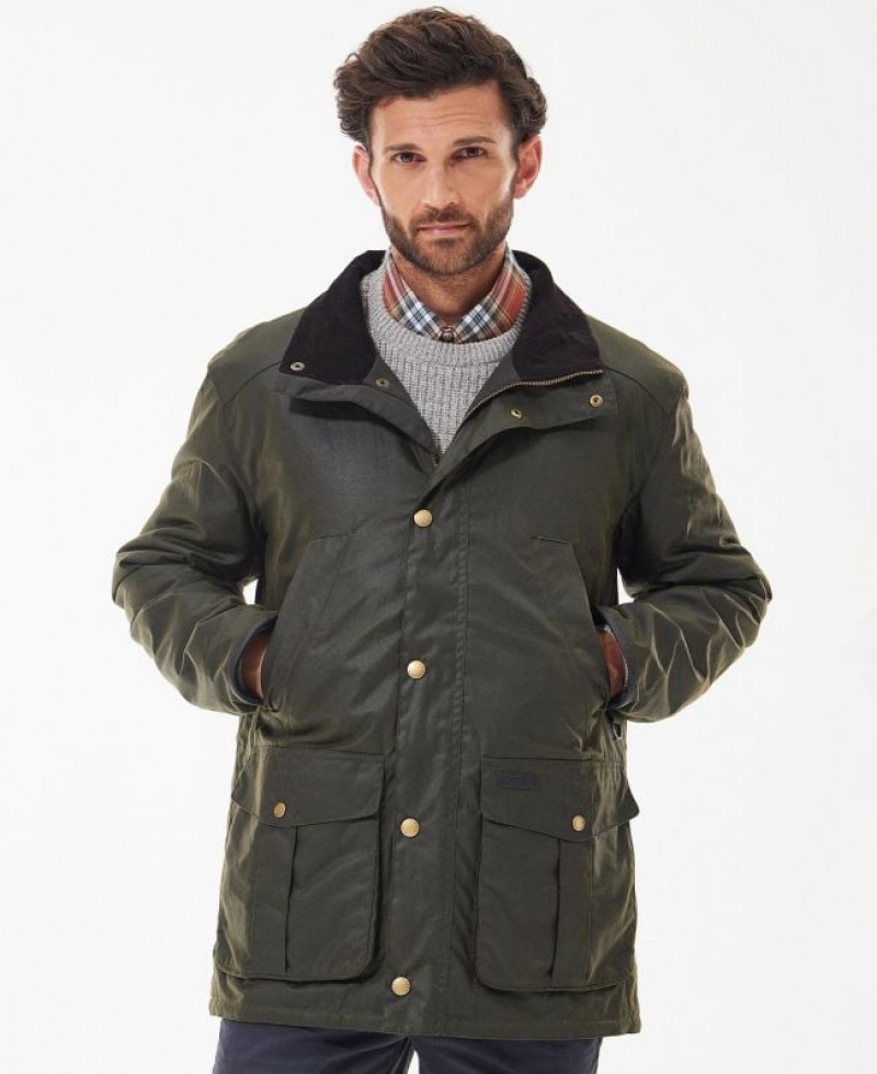 Green Men Barbour Brockstone Waxed Jacket | US-9071MGCUT