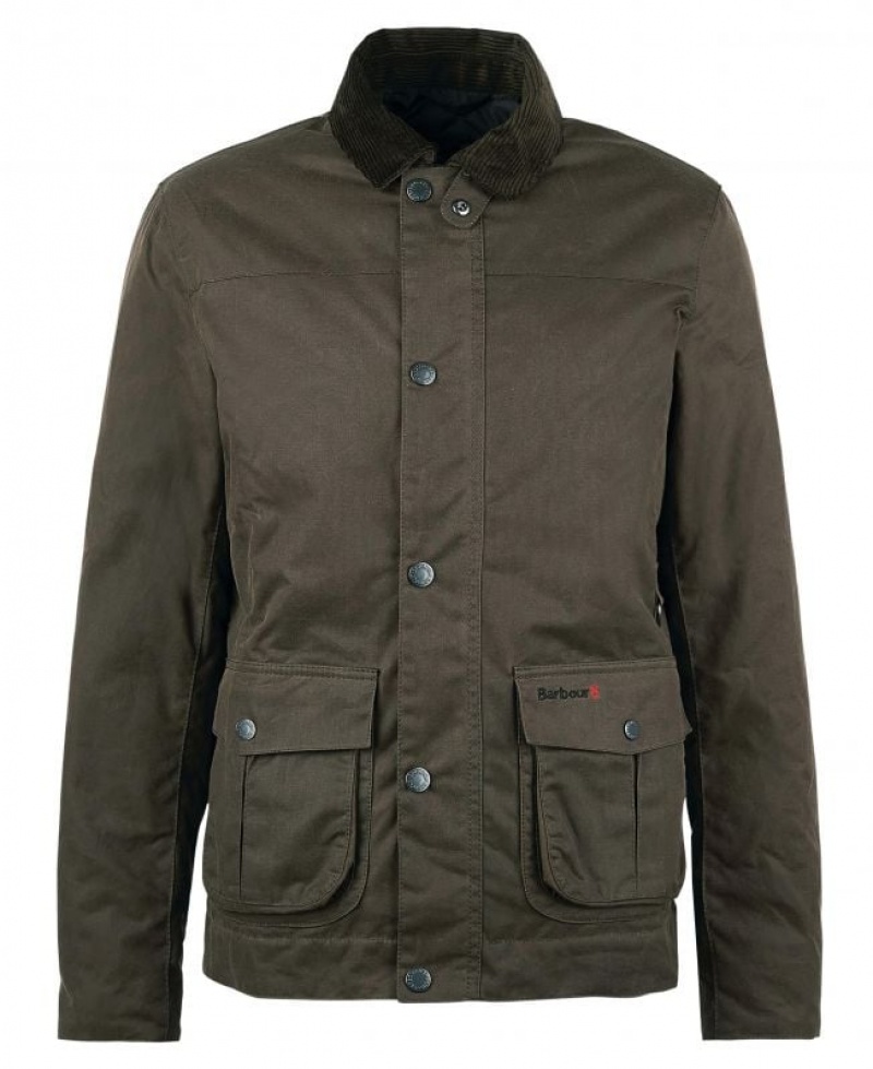 Green Men Barbour Brunden Waxed Jacket | US-0364MNHLX