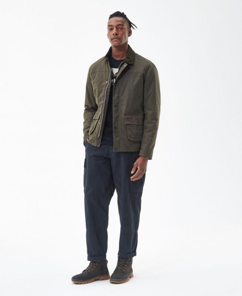 Green Men Barbour Brunden Waxed Jacket | US-0364MNHLX