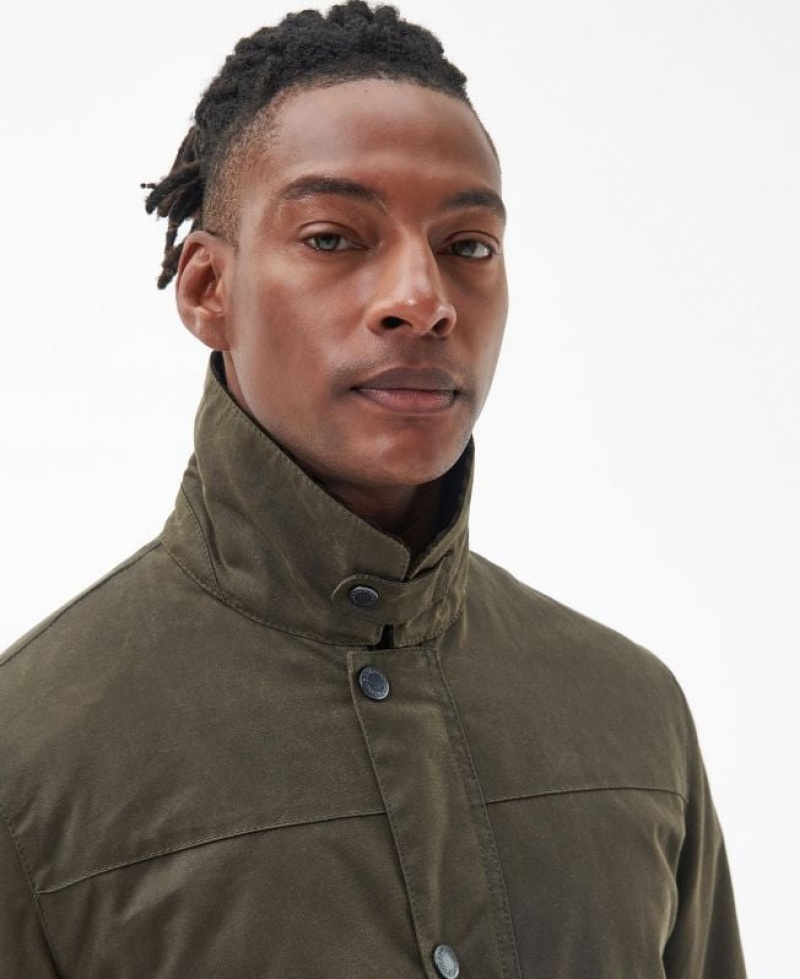 Green Men Barbour Brunden Waxed Jacket | US-0364MNHLX