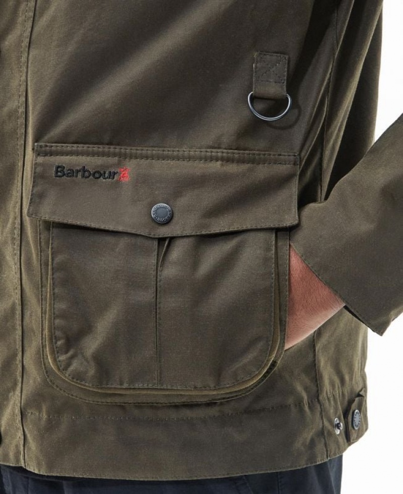 Green Men Barbour Brunden Waxed Jacket | US-0364MNHLX