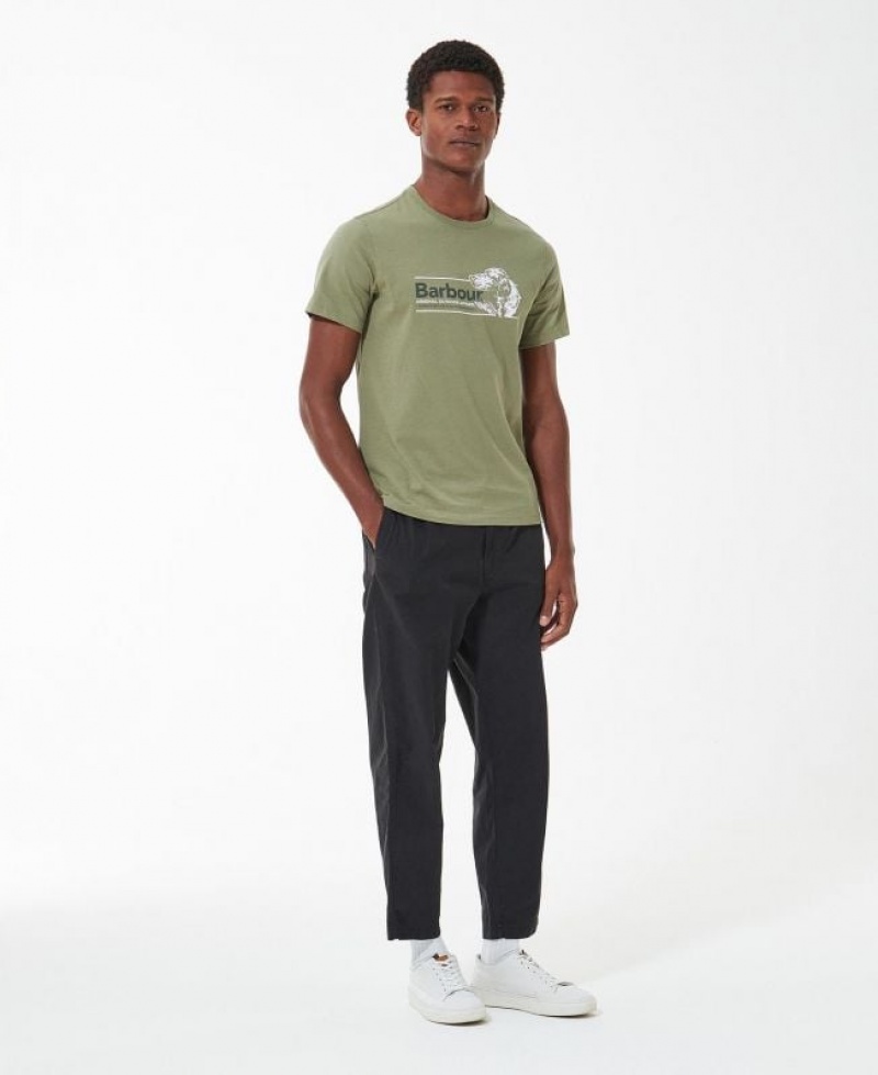 Green Men Barbour Cartmel Graphic T-Shirts | US-3197WJISN