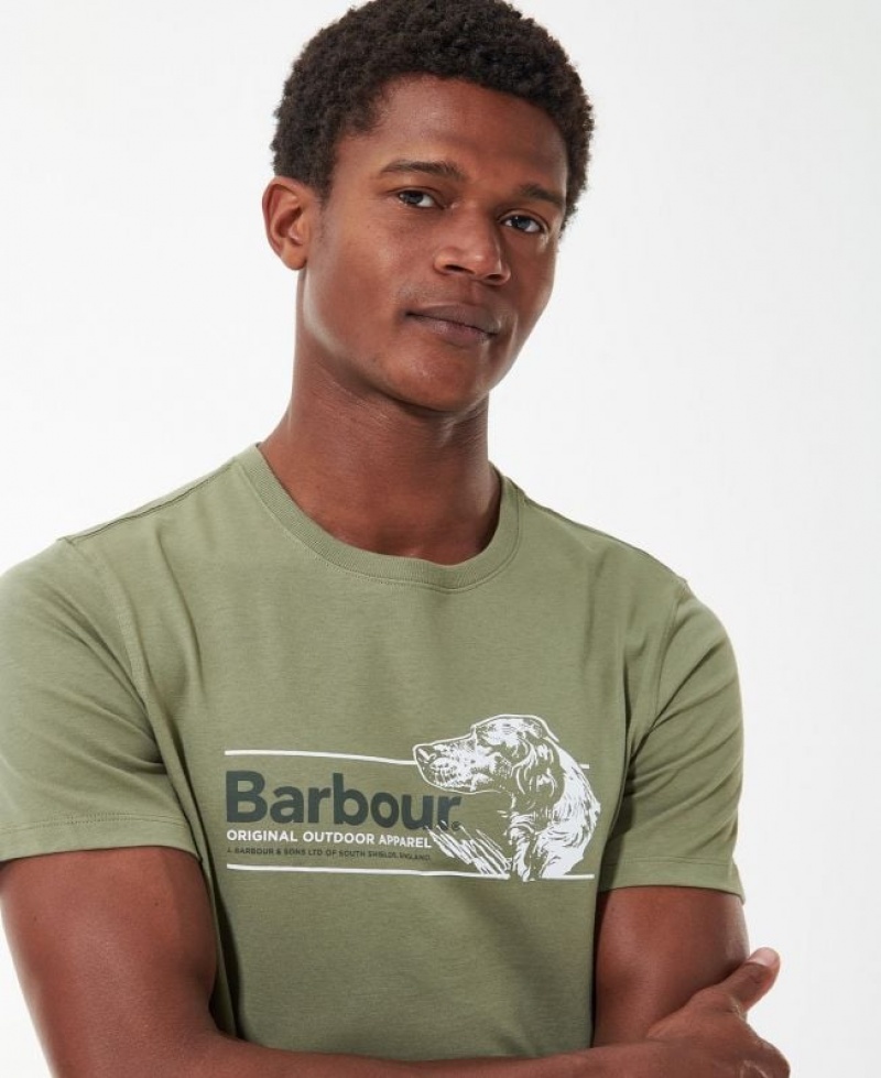 Green Men Barbour Cartmel Graphic T-Shirts | US-3197WJISN