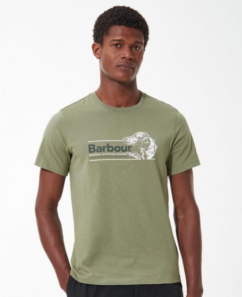 Green Men Barbour Cartmel Graphic T-Shirts | US-3197WJISN