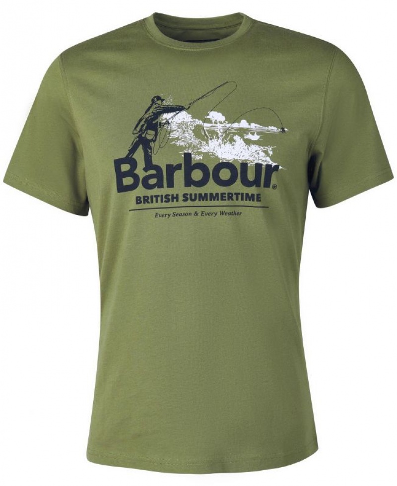 Green Men Barbour Cast T-Shirts | US-5480CFVAG