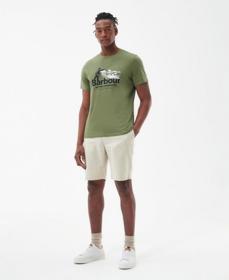 Green Men Barbour Cast T-Shirts | US-5480CFVAG