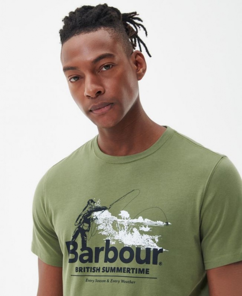 Green Men Barbour Cast T-Shirts | US-5480CFVAG