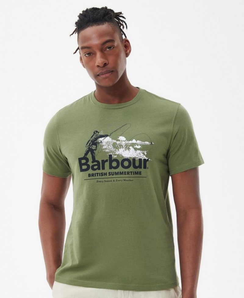 Green Men Barbour Cast T-Shirts | US-5480CFVAG