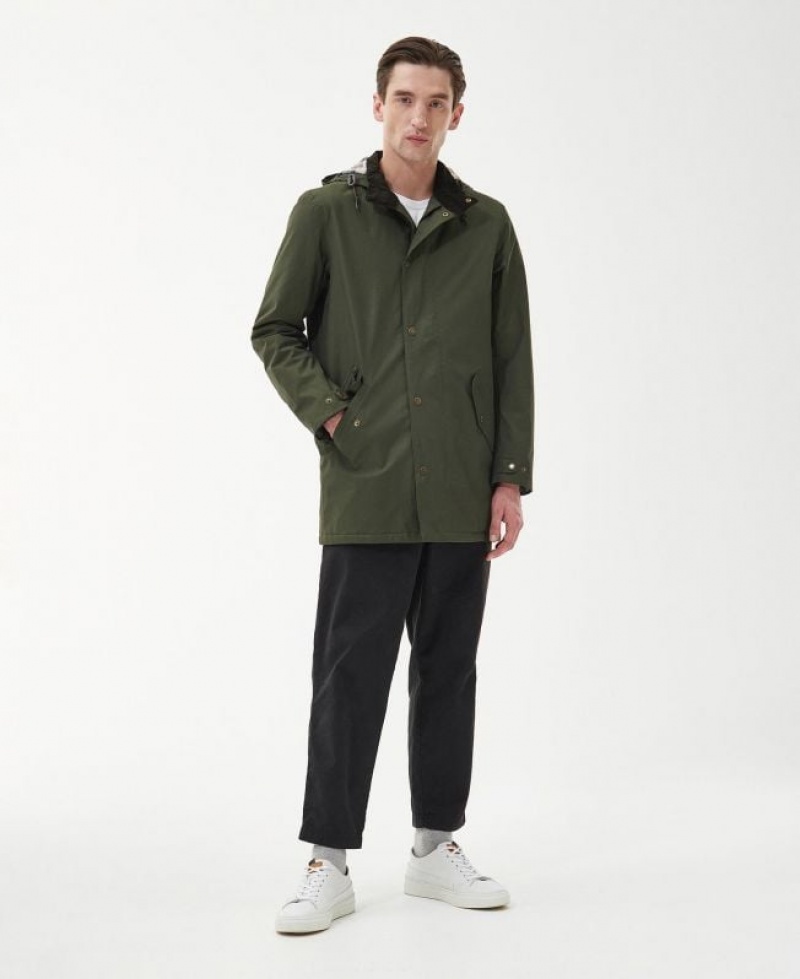 Green Men Barbour Chelsea Mac Waterproof Jacket | US-8376KDNVU