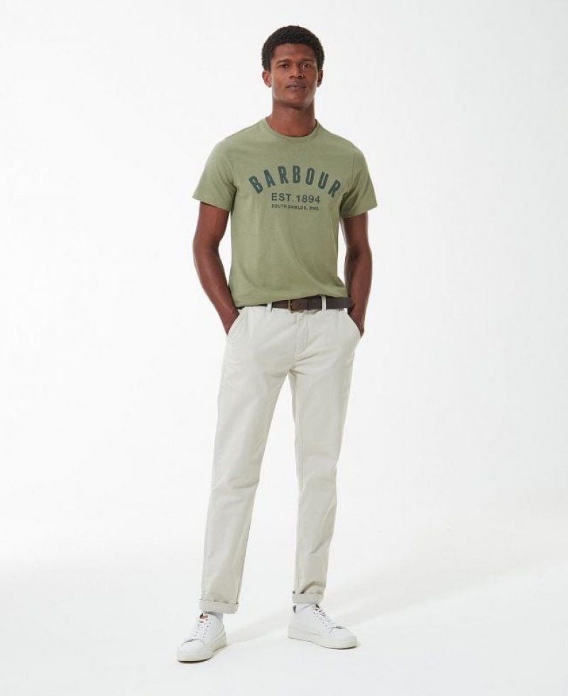 Green Men Barbour Essential Ridge Logo T-Shirts | US-1709GKEVA