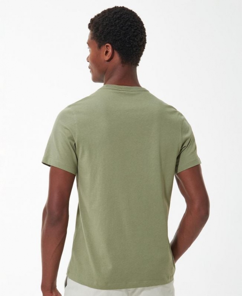 Green Men Barbour Essential Ridge Logo T-Shirts | US-1709GKEVA