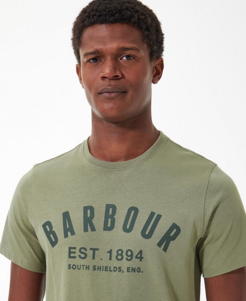 Green Men Barbour Essential Ridge Logo T-Shirts | US-1709GKEVA