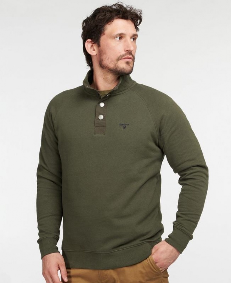 Green Men Barbour Half Zip Sweatshirt | US-4987JUEHW