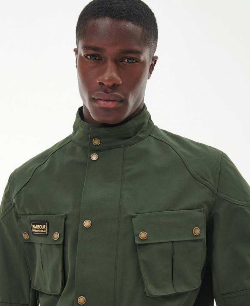 Green Men Barbour International Lockseam Showerproof Waterproof Jacket | US-7185UCMOA