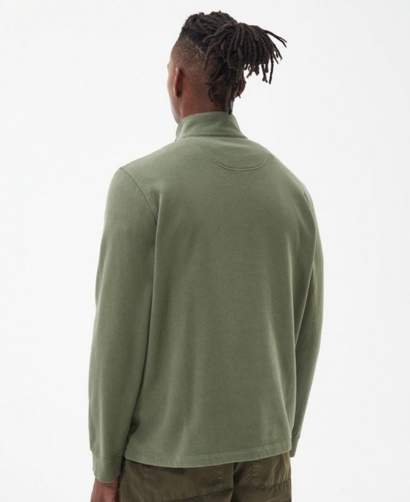 Green Men Barbour Kiphill Half-Zip Sweatshirt | US-1309NWHKF