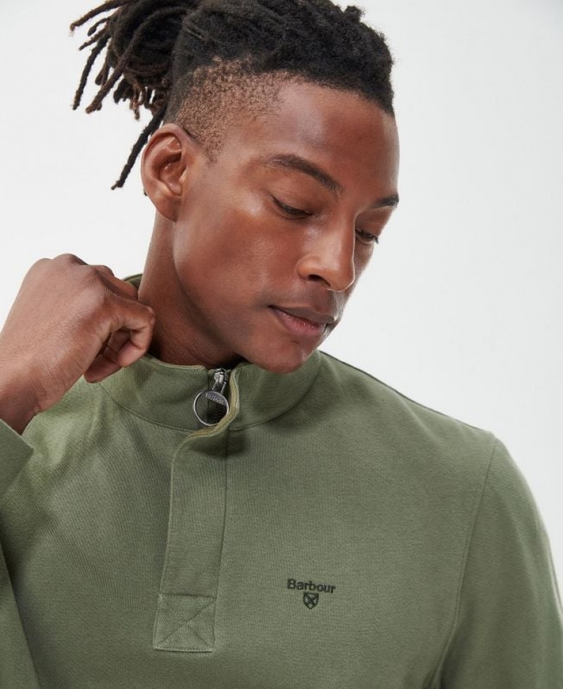 Green Men Barbour Kiphill Half-Zip Sweatshirt | US-1309NWHKF