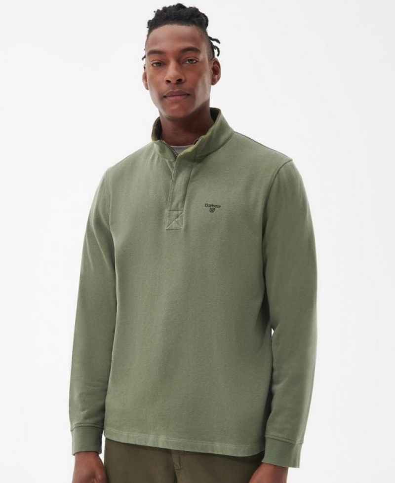 Green Men Barbour Kiphill Half-Zip Sweatshirt | US-1309NWHKF