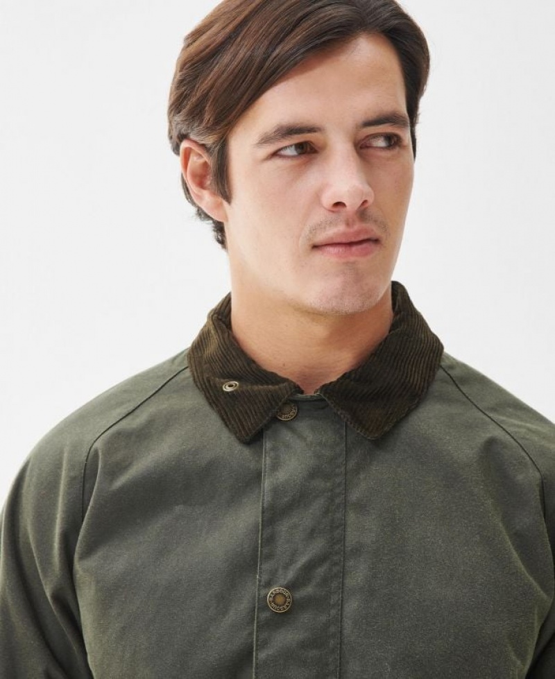 Green Men Barbour Macklow Waxed Jacket | US-3607EWUGR