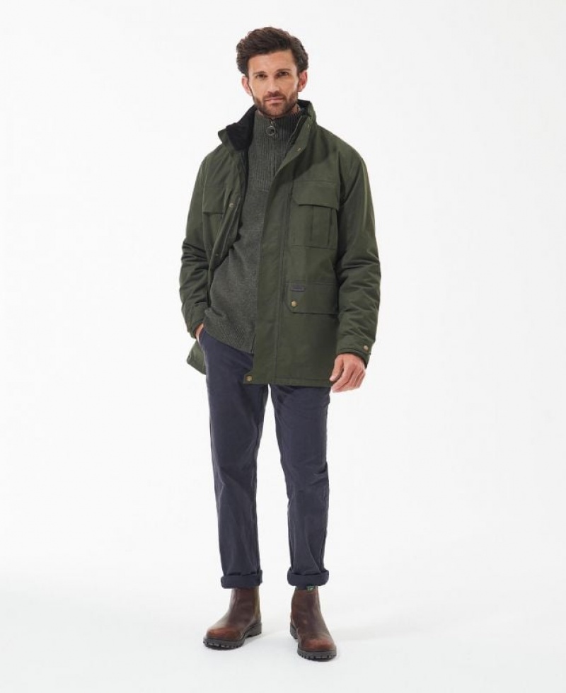 Green Men Barbour Malcolm Waterproof Jacket | US-7410EYQBK