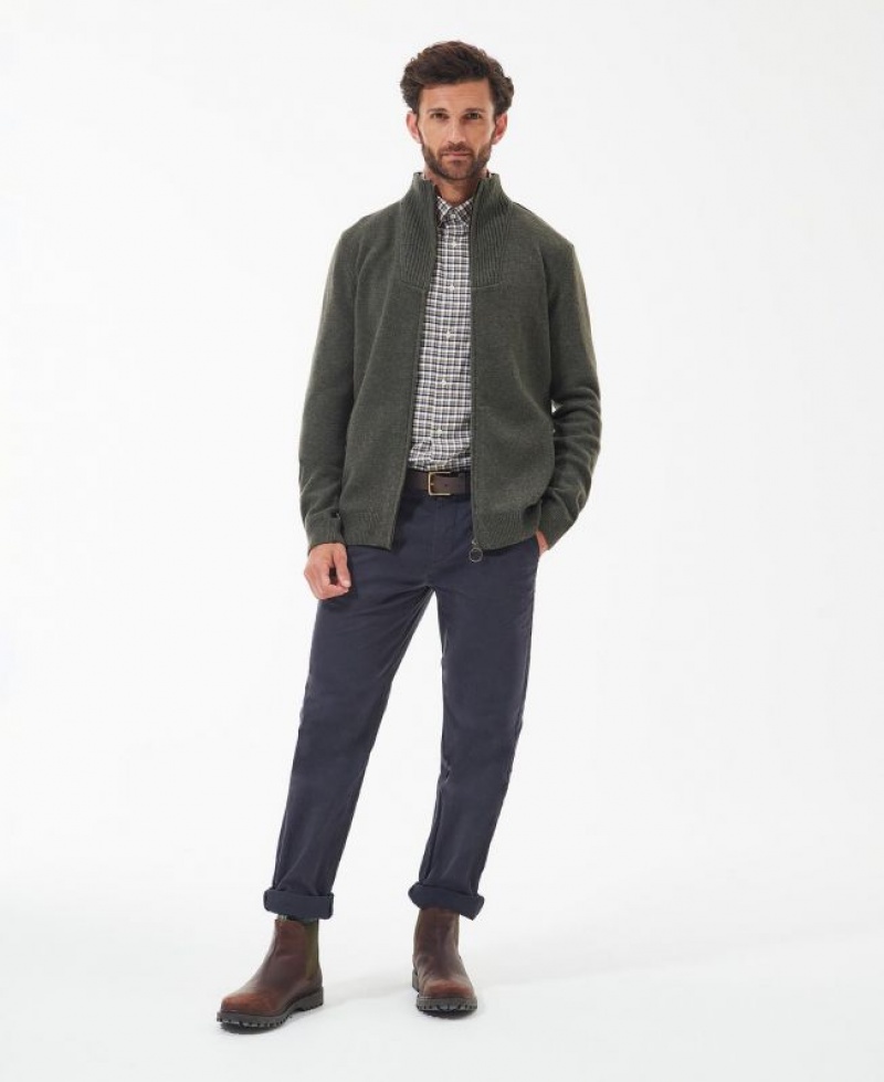 Green Men Barbour Nelson Essential Full-Zip Sweater | US-6239LSUXV