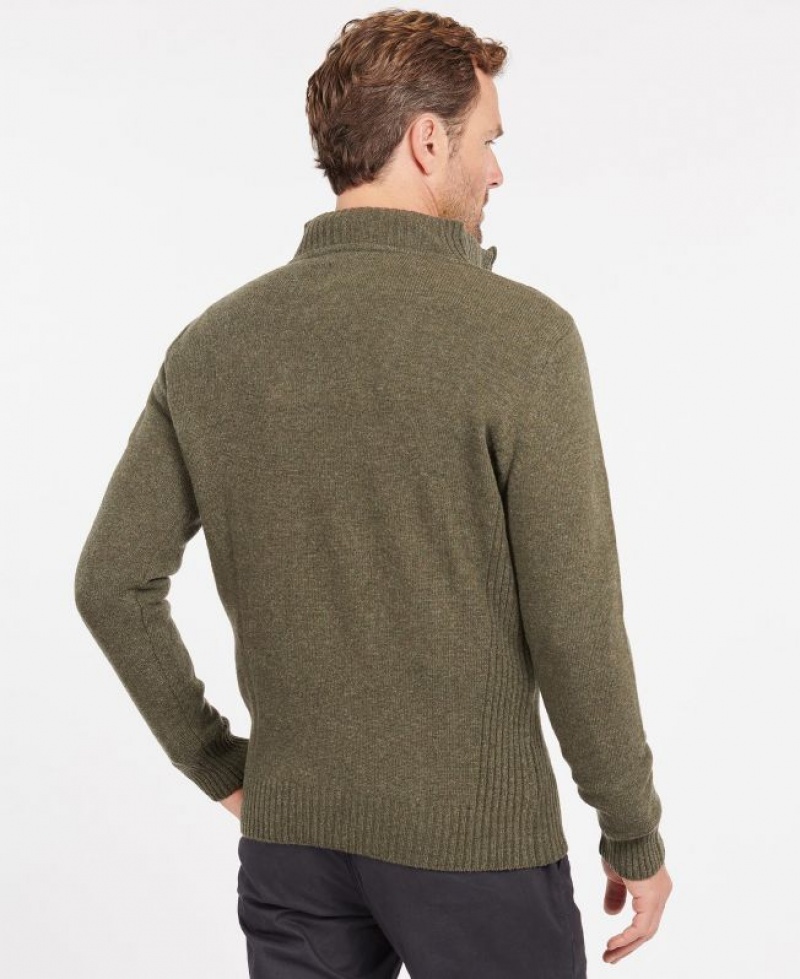 Green Men Barbour Nelson Essential Half Zip Sweater | US-7431CFSBM