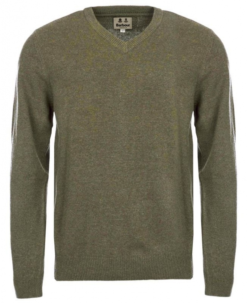 Green Men Barbour Nelson Essential V Neck Sweater | US-7953IGXNP