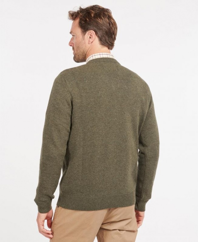 Green Men Barbour Nelson Essential V Neck Sweater | US-7953IGXNP