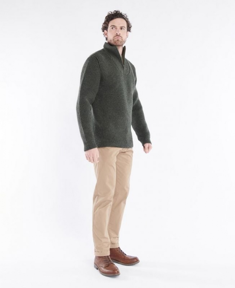 Green Men Barbour New Tyne Half Zip Sweater | US-1842JOAWC