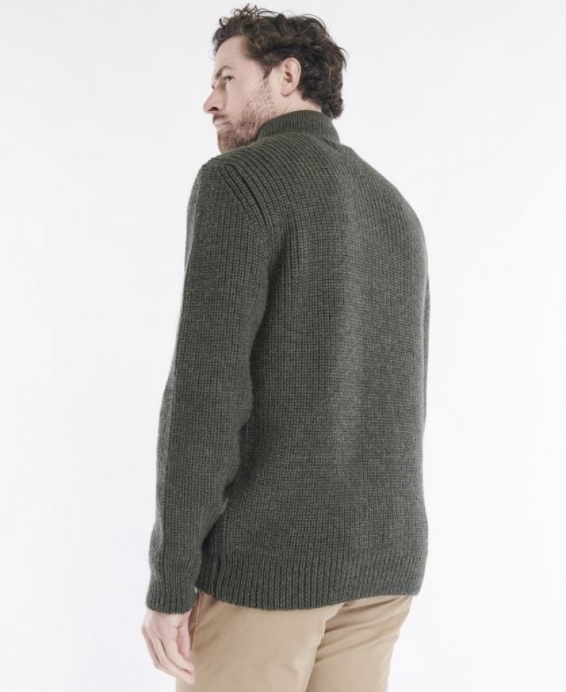 Green Men Barbour New Tyne Half Zip Sweater | US-1842JOAWC