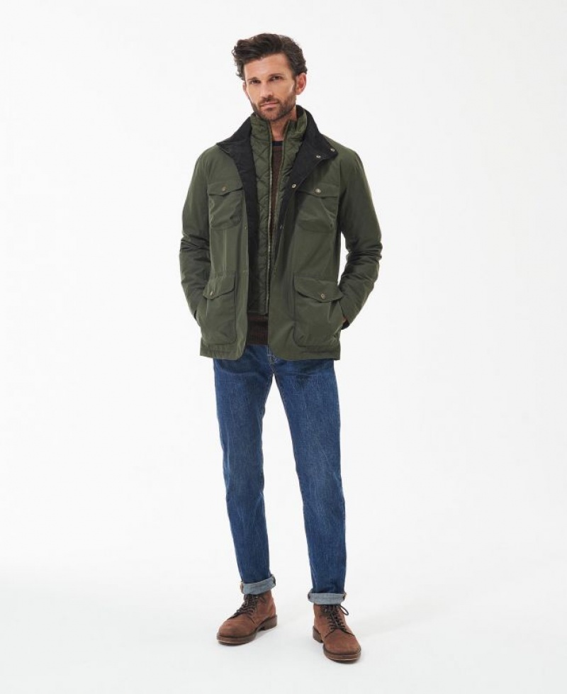 Green Men Barbour Ogston Waterproof Jacket | US-3405MWKHR