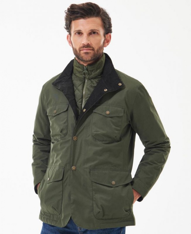 Green Men Barbour Ogston Waterproof Jacket | US-3405MWKHR