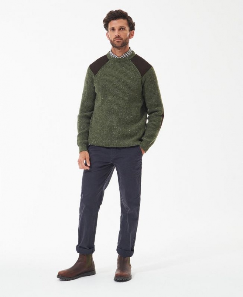 Green Men Barbour Raisthorpe Crew Neck Sweater | US-8059PXTWJ