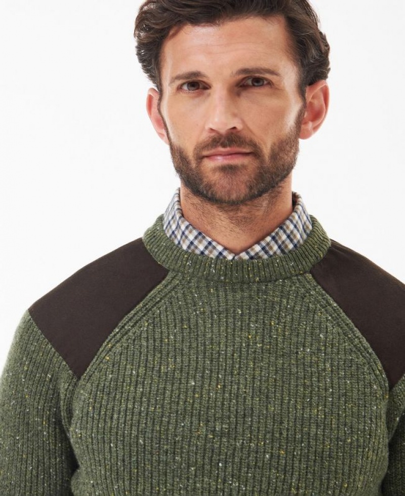 Green Men Barbour Raisthorpe Crew Neck Sweater | US-8059PXTWJ