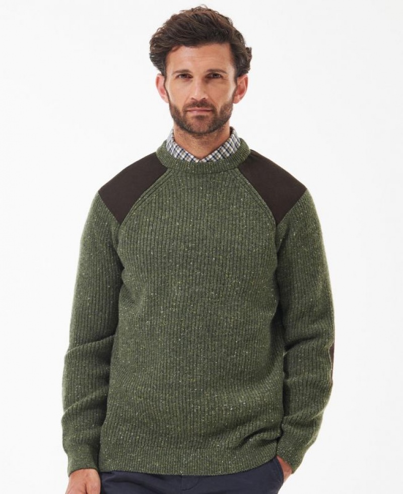 Green Men Barbour Raisthorpe Crew Neck Sweater | US-8059PXTWJ