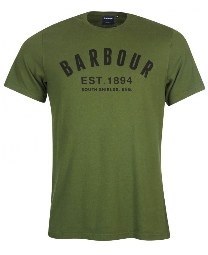 Green Men Barbour Ridge Logo T-Shirts | US-9267SCHOW