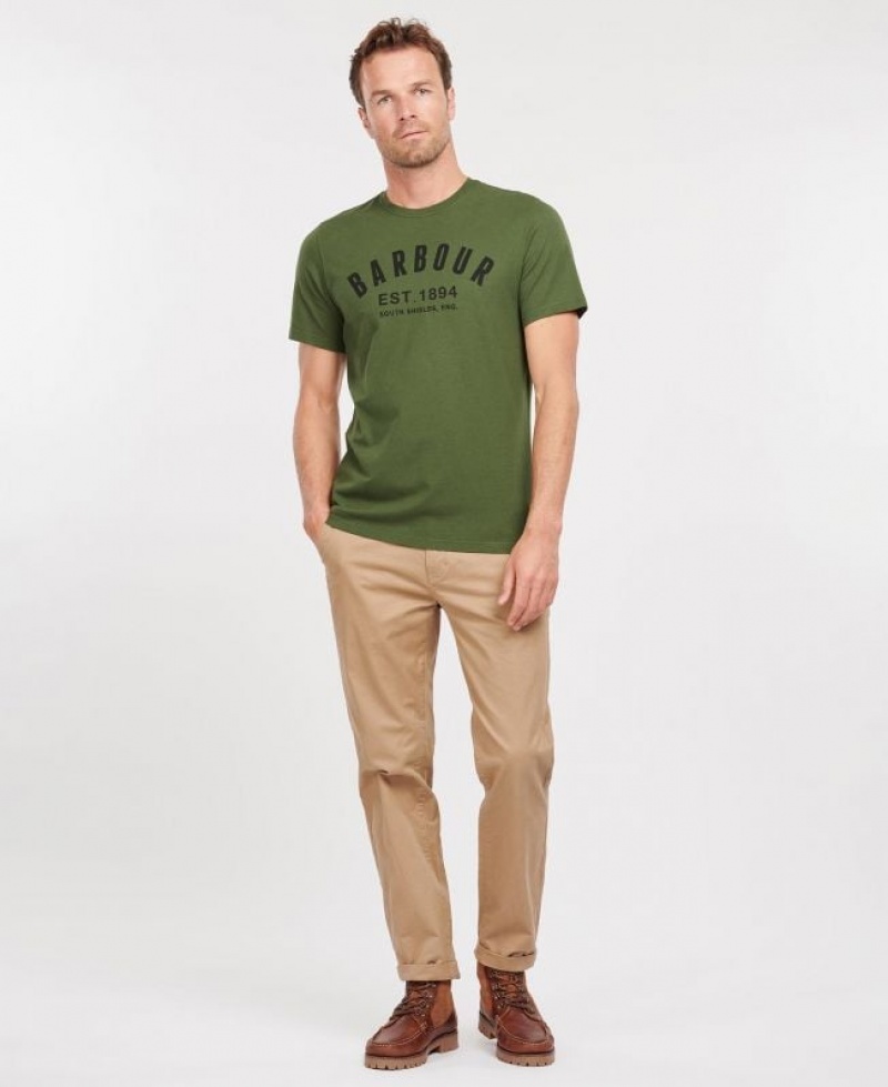 Green Men Barbour Ridge Logo T-Shirts | US-9267SCHOW