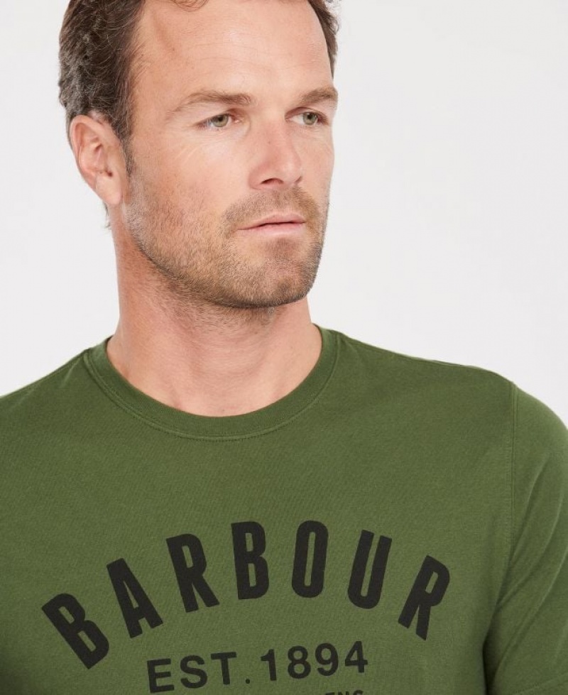 Green Men Barbour Ridge Logo T-Shirts | US-9267SCHOW